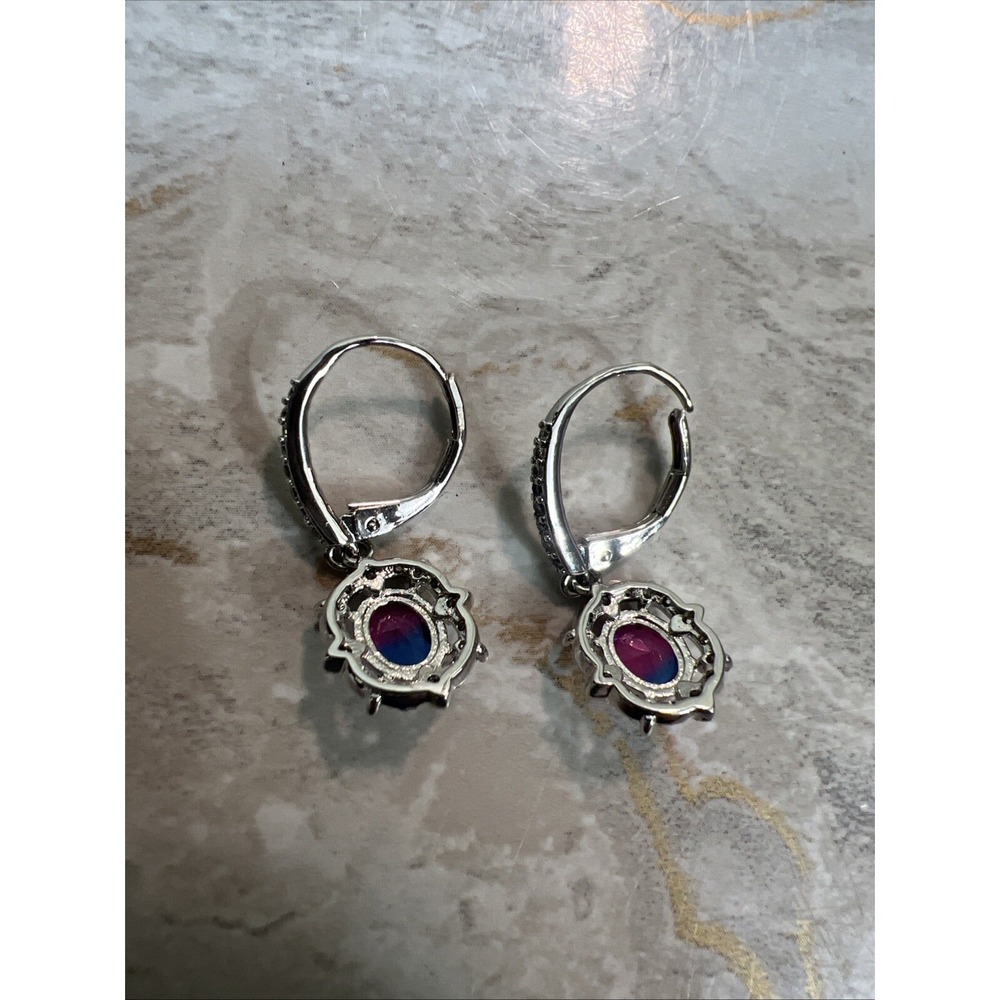 Bomb Party Dangle Earrings MultiColor Blue‎ Purple Prom Statement Jewelry - Picture 5 of 7